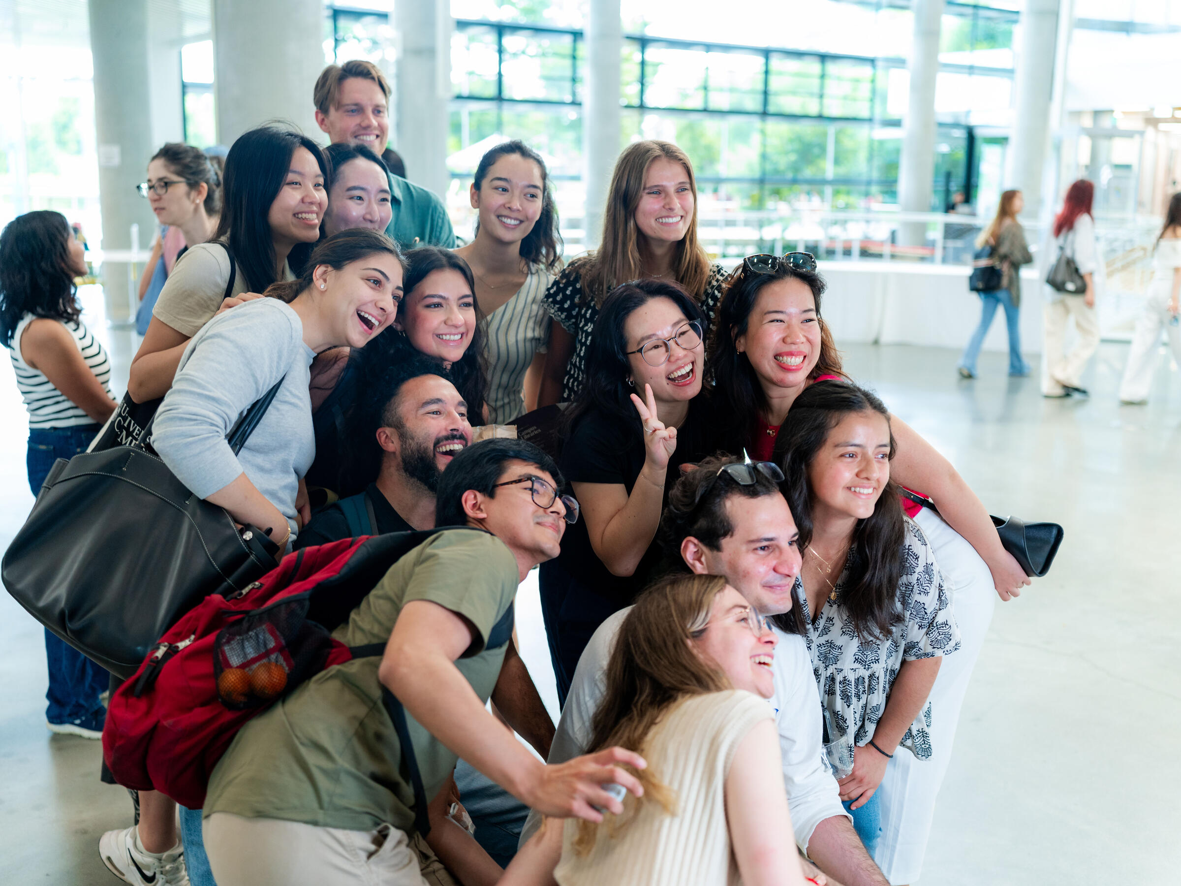 A group of Harvard community members gather for a photo at the Welcome to Harvard event. 
