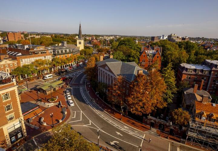 Harvard Square in the fall. 
