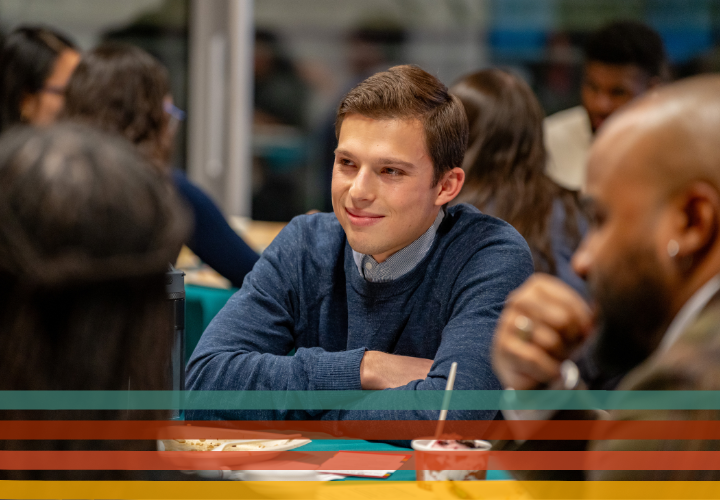 Students gather for a social event.