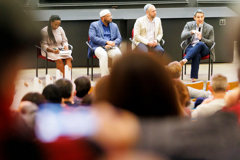 The Rev. Matthew Ichihashi Potts (from right), Rabbi Getzel Davis, Imam Khalil Abdur-Rashid, and Alta Mauro.