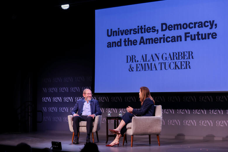 Harvard President Alan Garber and Wall Street Journal Editor-in-Chief Emma Tucker.