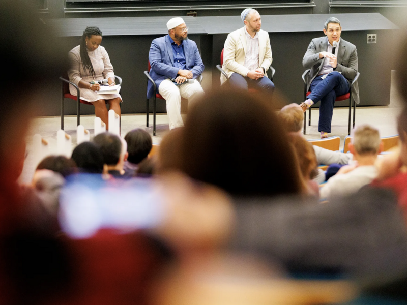 The Rev. Matthew Ichihashi Potts (from right), Rabbi Getzel Davis, Imam Khalil Abdur-Rashid, and Alta Mauro.