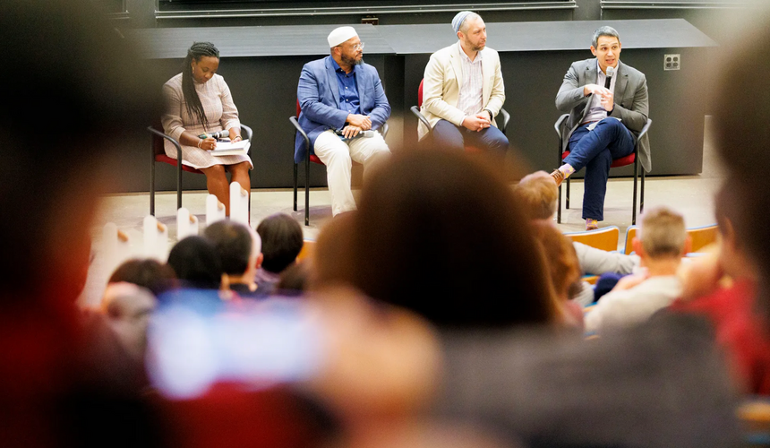 The Rev. Matthew Ichihashi Potts (from right), Rabbi Getzel Davis, Imam Khalil Abdur-Rashid, and Alta Mauro.