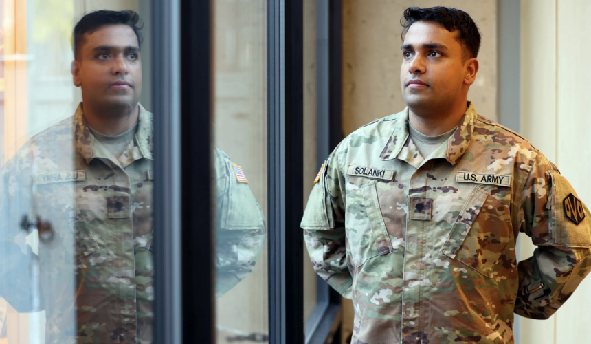 Raman Solanki wearing an a US Army uniform. 