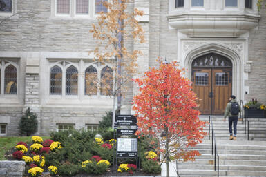 An exteriour Schwartz Hall on Harvard Divinity School campus.